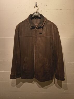 Danier Brown  Leather Jacket Men’s M 40 Removable Knit Collar